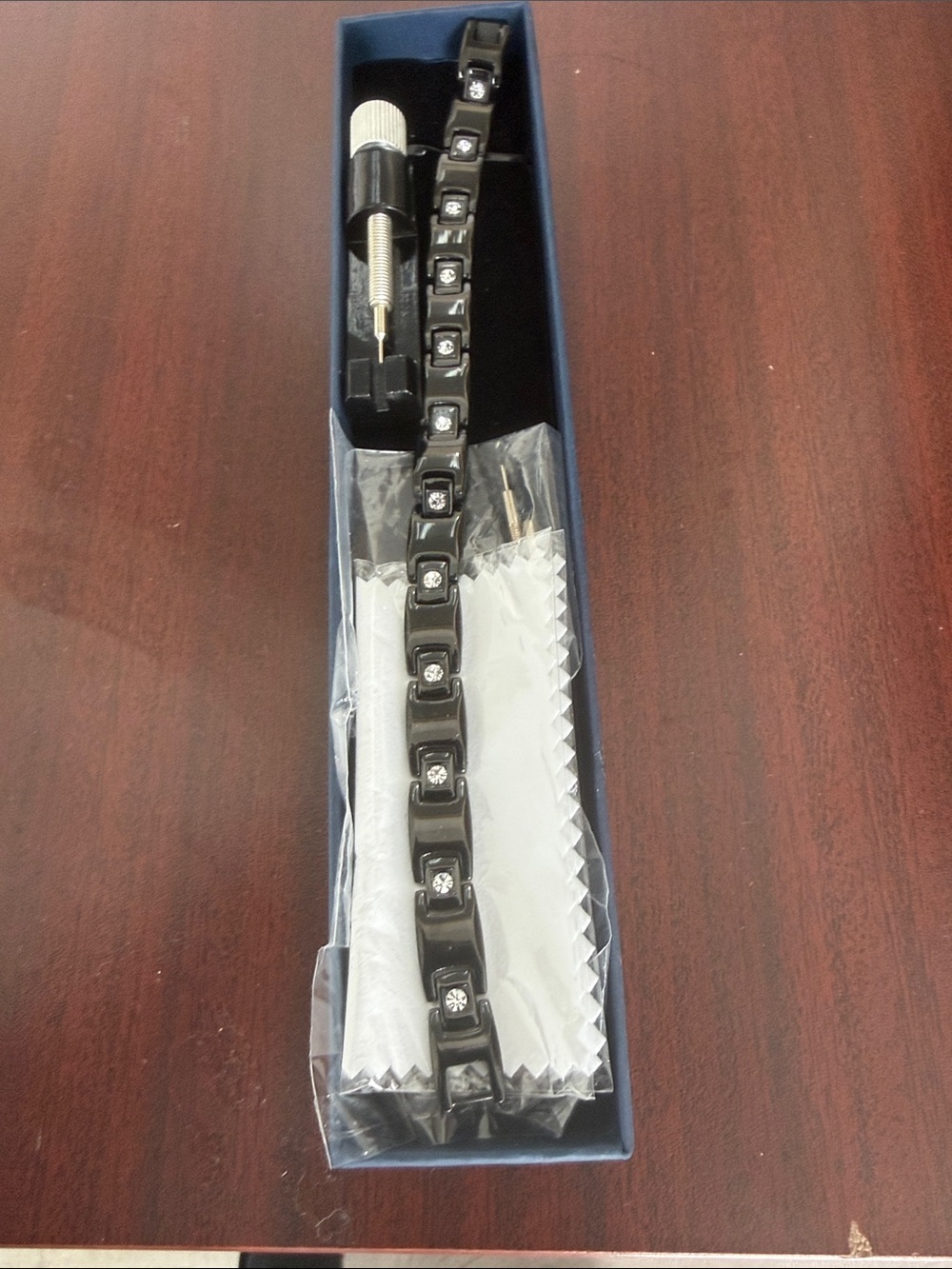 Source Unknown Black Magnetic Therapy Bracelet with Crystal Accents